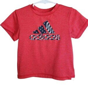 Adidas Baby Boys 18M Tee Red Patriotic Logo American Flat SS T-Shirt Athleisure